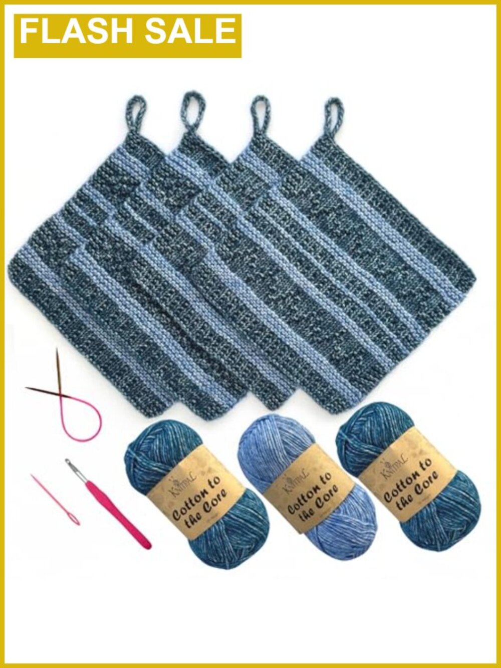 Knitting Kit for Beginners Dishcloth DIY Cotton Yarn Craft Project